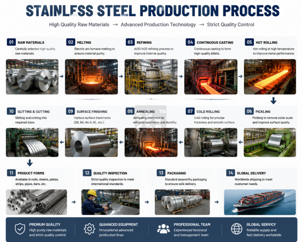 2205 Duplex Stainless Steel Production Process: From Raw Materials to Finished Products
